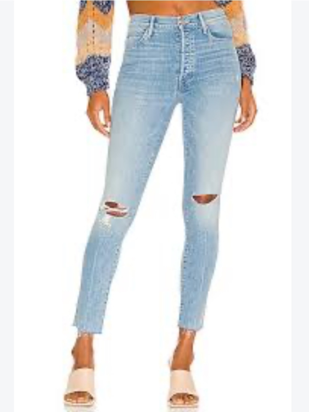 Mother The Stunner Ankle Fray Jean in Dreamer 30 High Waist Skinny Premium Denim